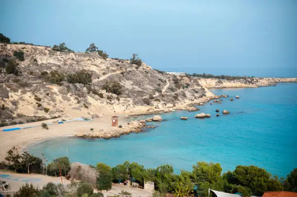 Photo of Amazing view of blue sea lagoon with sandy beach