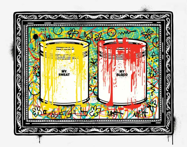 Vector illustration of Cans of paint, street art graffiti