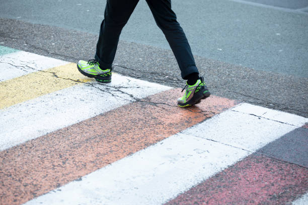 Multi-coloured zebra crossing in the EU Quarter of Brussels