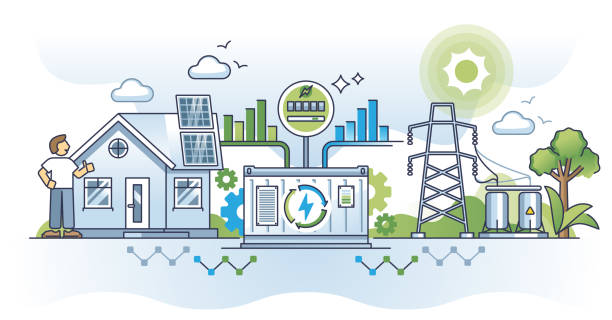 istock Solar energy inverters for nature friendly power system outline concept 2081163171