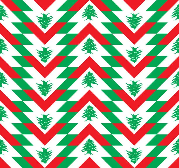 Vector illustration of lebanon pattern design. tree motif. chevron background. vector illustration