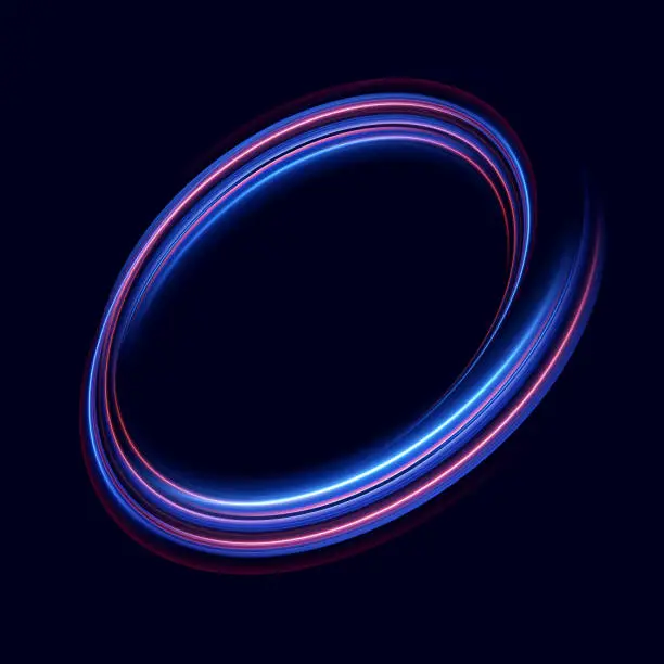 Vector illustration of Blue neon ring. Glowing circle. Glow effect. Round light frame. abstract light lines of movement and speedAbstract light lines of movement and speed. light blue ellipse.