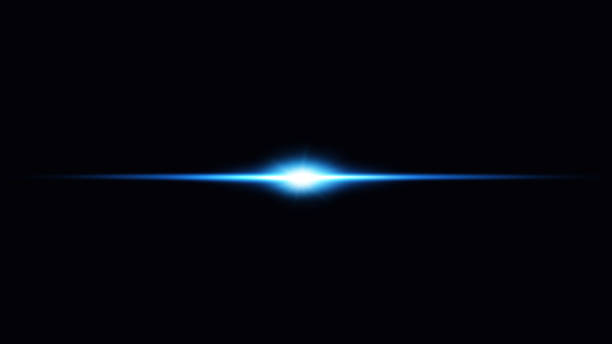 Ray of blue light on black background