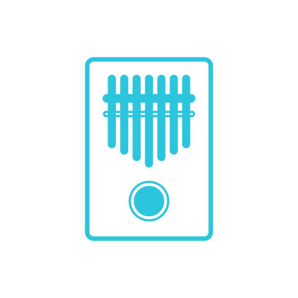 Kalimba, acoustic wooden music instrument isolated on white background. From blue icon set. vector art illustration