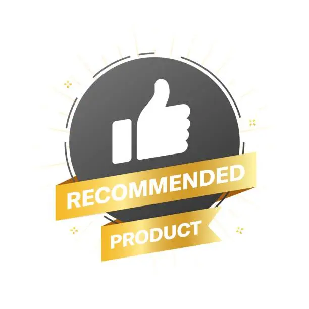 Vector illustration of Recommended product stamp icon. Flat style. Vector icon