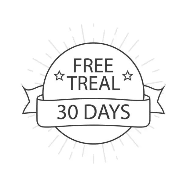 Vector illustration of Free Treal 30 Days banner. Linear style. Vector icons