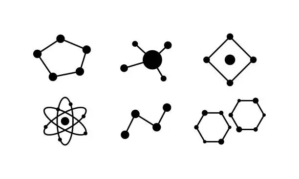 Vector illustration of Atom icons. Linear style. Vector icons
