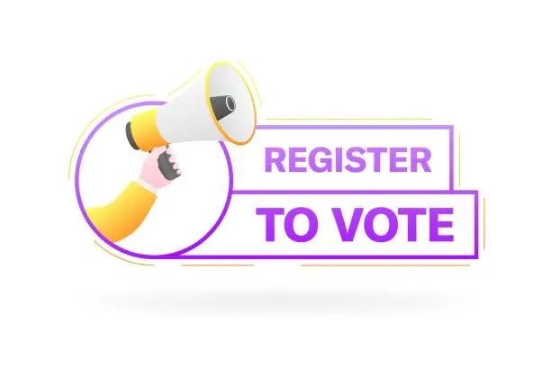 Vector illustration of Register to vote banner. Flat style. Vector icon