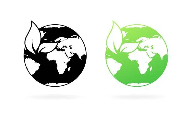 Vector illustration of Earth icons. Silhouette and flat style. Vector icons