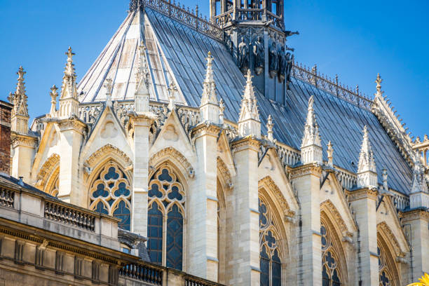 Apse of the Sainte-Chapelle church on sunny day in Paris Apse of the Sainte-Chapelle church on sunny day in Paris, France sainte chapelle stock pictures, royalty-free photos & images
