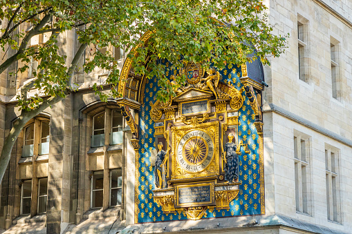 Old clock of the Tour de l'Horloge in Paris, France