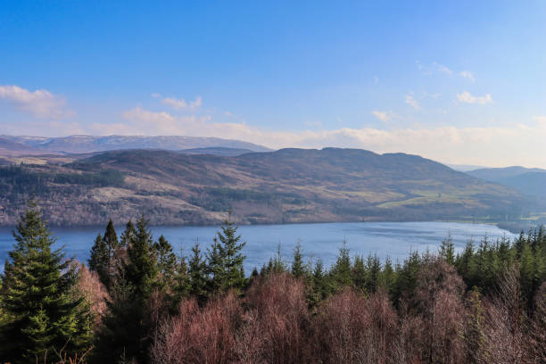 View across Loch Ness on a clear sunny day in winter