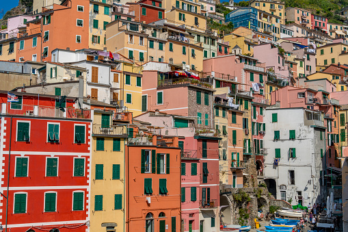 Scenery around Riomaggiore, a village at a coastal area named Cinque Terre in Liguria, located in the northwest of Italy