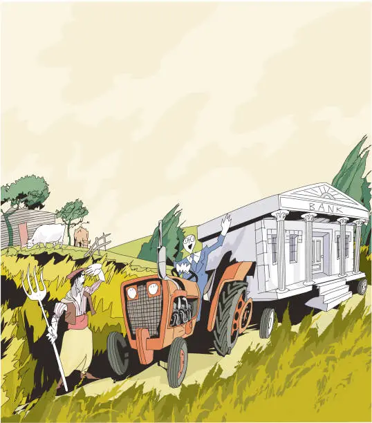 Vector illustration of agriculture and farmers bank