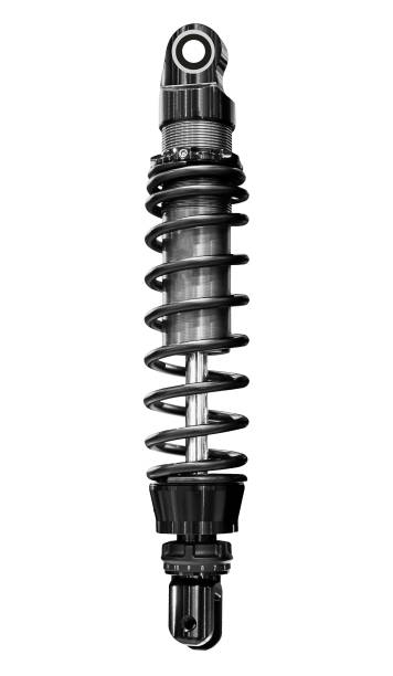istock Black rear shock absorber for motorcycle isolated on white background with clipping path 2081252391