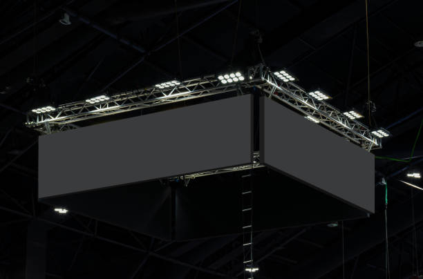 istock Hanging black horizontal billboard with clipping path for mock up 2081252424