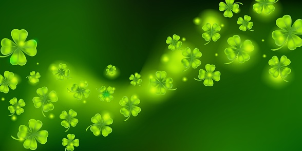 Background with lucky clover leaves in realistic style.  Beautiful artwork with gradient mesh.