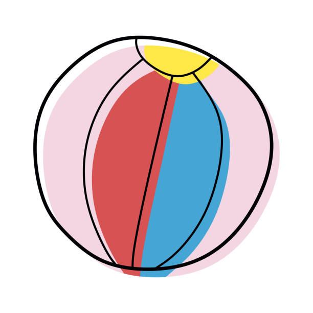 ilustrações de stock, clip art, desenhos animados e ícones de hand drawn doodle colorful beach ball. vector illustration graphic element. holiday and vacation concept, recreational toy isolate on white. outline colorful design art, summer activity. - beach ball ball bouncing white background