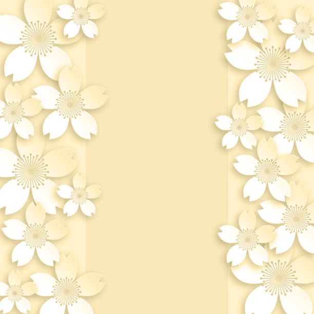 istock Pastel color ceramic Japanese style cherry blossom background, both sides type, yellow 2081288195