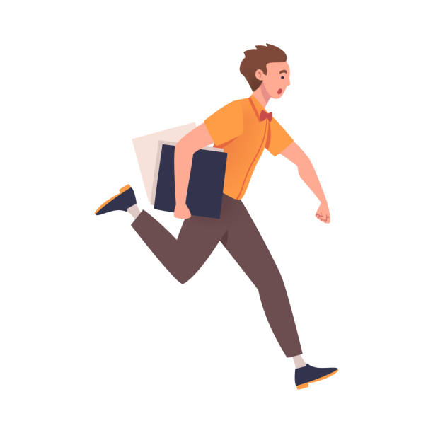 istock Man Character Hurrying Running Fast with Documents in Folder Feeling Panic of Being Late Vector Illustration 2081297284