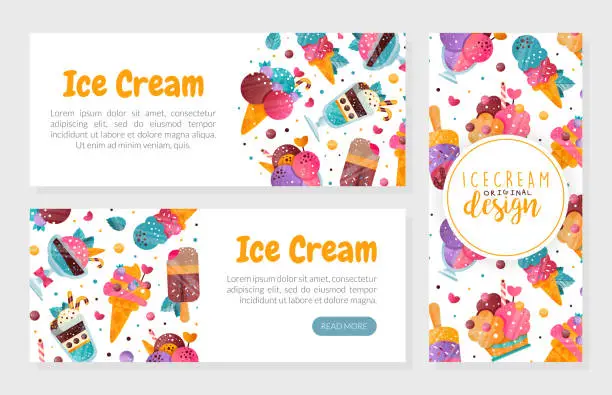 Vector illustration of Ice-cream Design with Frozen Confection and Sweet Dessert Vector Template