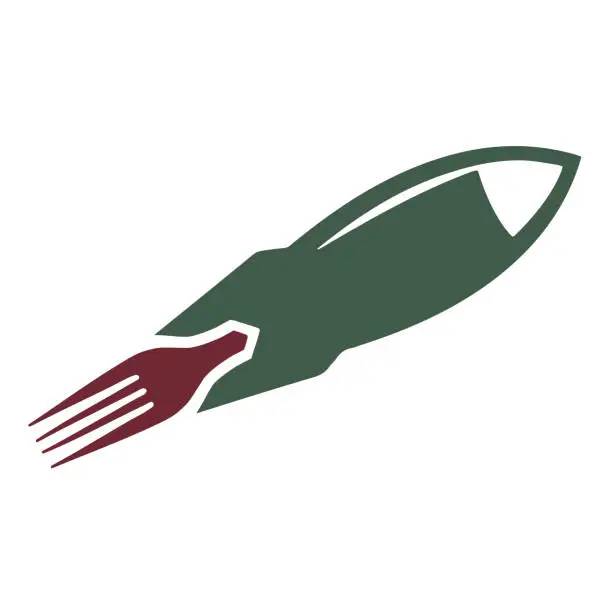 Vector illustration of Space Rocket with Fork for Food Catering Cook Fast Delivery Service Illustration Design