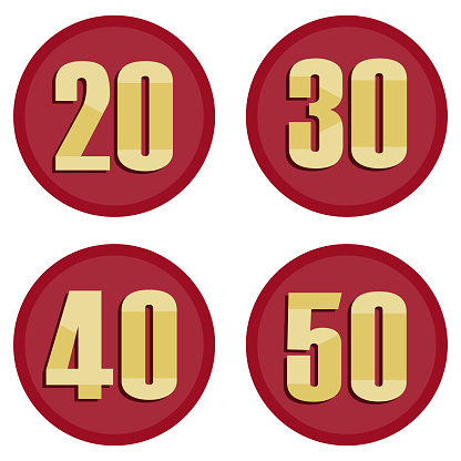 Anniversary, anniversary date icon, birthday. 20th, 30th, 40th and 50th anniversary. Vector illustration. Vector.