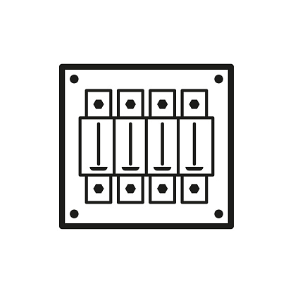 Black and White Piano Keyboard Icon. Vector illustration. EPS 10. Stock image.