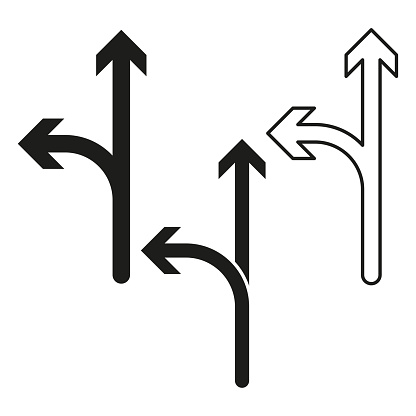 Arrow icon. Direction choice. Move forward. Vector illustration. EPS 10. Stock image.