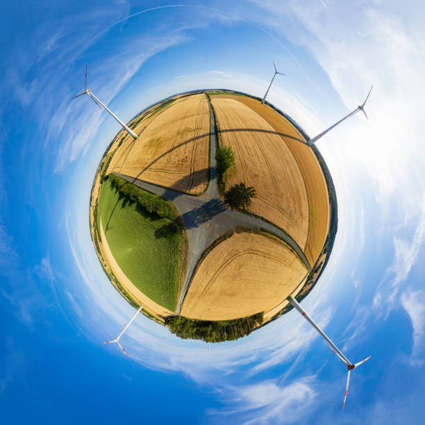 istock rural landscape with the power generating wind turbines (360-degree aerial panorama) 2081317004