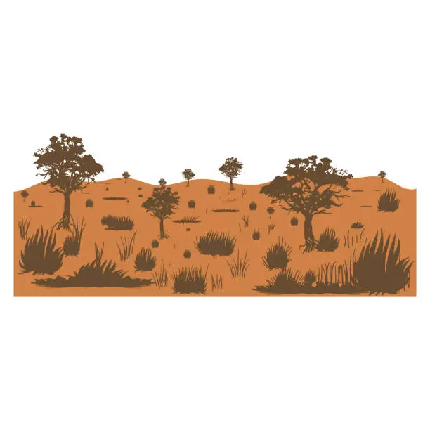 Vector illustration of Vintage Retro African Kalahari Desert National Park for Outdoor Adventure T Shirt Illustration