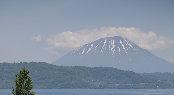 View of Mount Yotei in Shikotsu-Toya National Park in Shiribeshi Subprefecture. Spring morning.