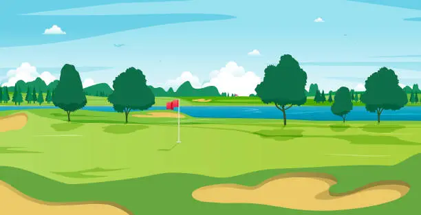 Vector illustration of Golf course.