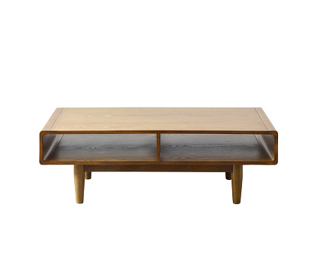 Mid-century modern style Coffee table with clipping path on white background
