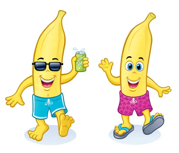 Vector illustration of Cute Banana Kid Characters