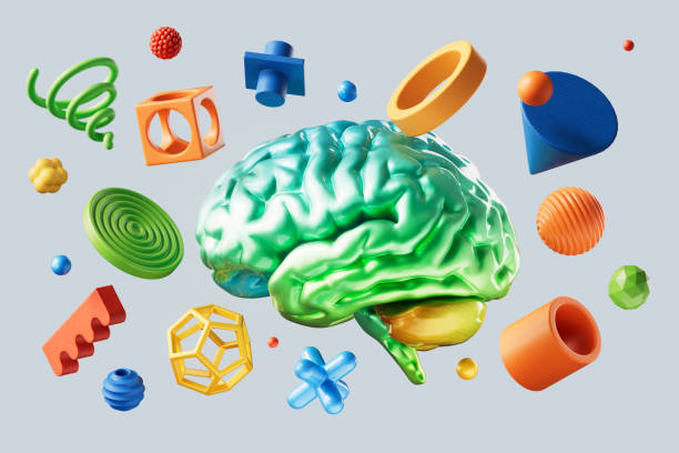 istock Unlocking Your Creativity.  Human Brain and Flying Geometric Shapes. 2081417421