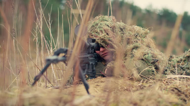 Sniper Soldier aiming the target