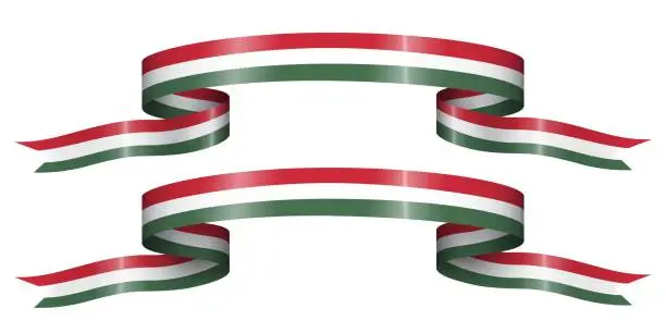 Vector illustration of set of flag ribbon with colors of Hungary for independence day celebration decoration