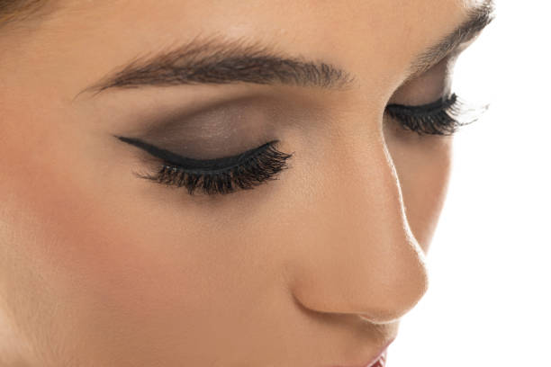 Closeup of Makeup and artificial eyelashes