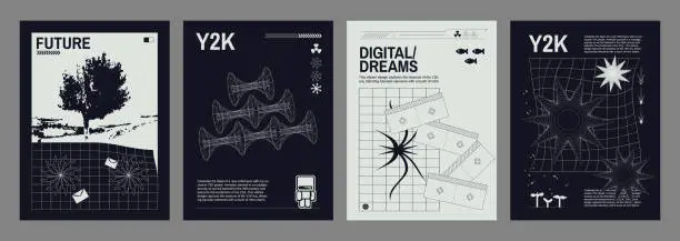 Vector illustration of Poster and cover design layout in y2k style