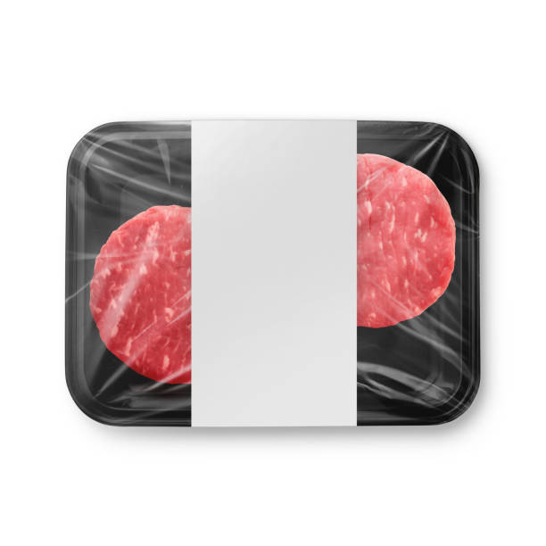 istock Black Plastic Tray with Hamburguers with Label Image 2081502150