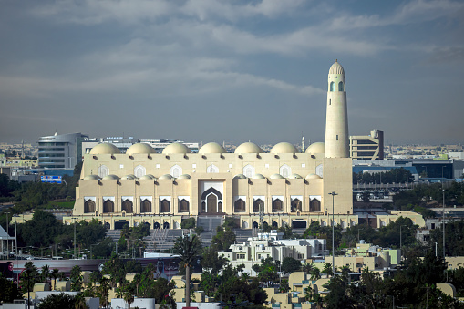 Doha, Qatar - March 02, 2024: Grand State Mosque Imam Abdul Wahab Doha Qatar