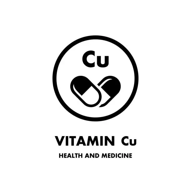Vector illustration of Vitamin Cu vector icon. Vector icon for health. Icon vitamin pill.