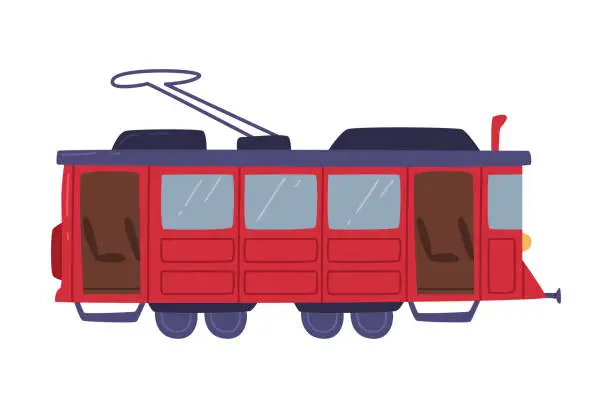 Vector illustration of Red Tram or Trolley as Traditional Istanbul Symbol Vector Illustration