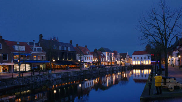 Sluis, Zeelandic Flanders region, Netherlands, Feb 27 2024 View on the historic town of Sluis on an evening in winter.