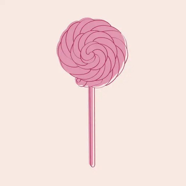 Vector illustration of Pink lollipop on pink background