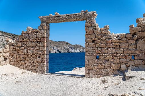 Stone door in Paralia Firopotamos, Milos