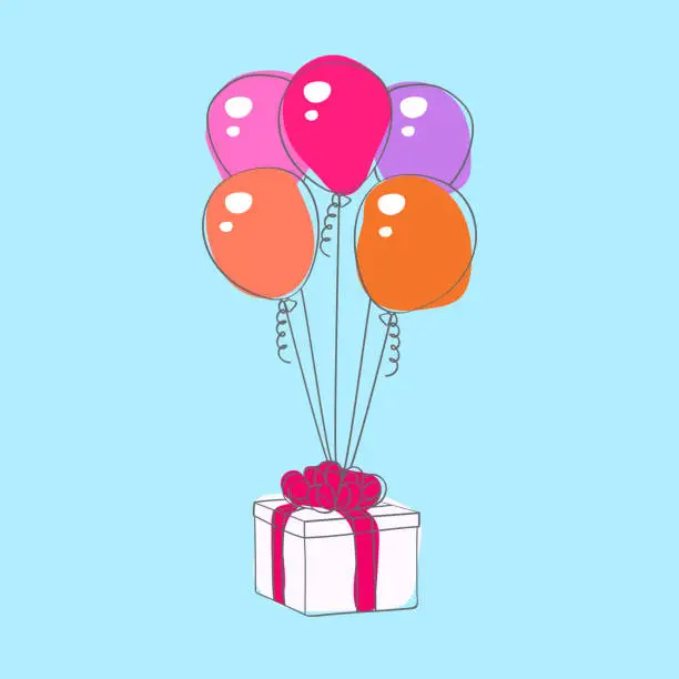 Vector illustration of Colorful balloons revealed in a box