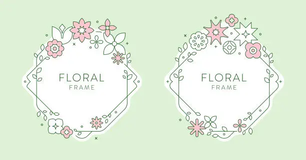 Vector illustration of Abstract Geometric Floral Spring Frames Template Background