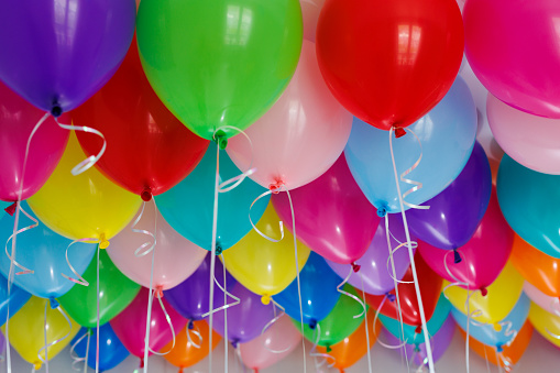 Lots of colorful balloons with helium